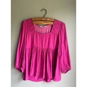 ACOS & A Pink 1/4‎ Sleeve Flowy Blouse Womens Small
